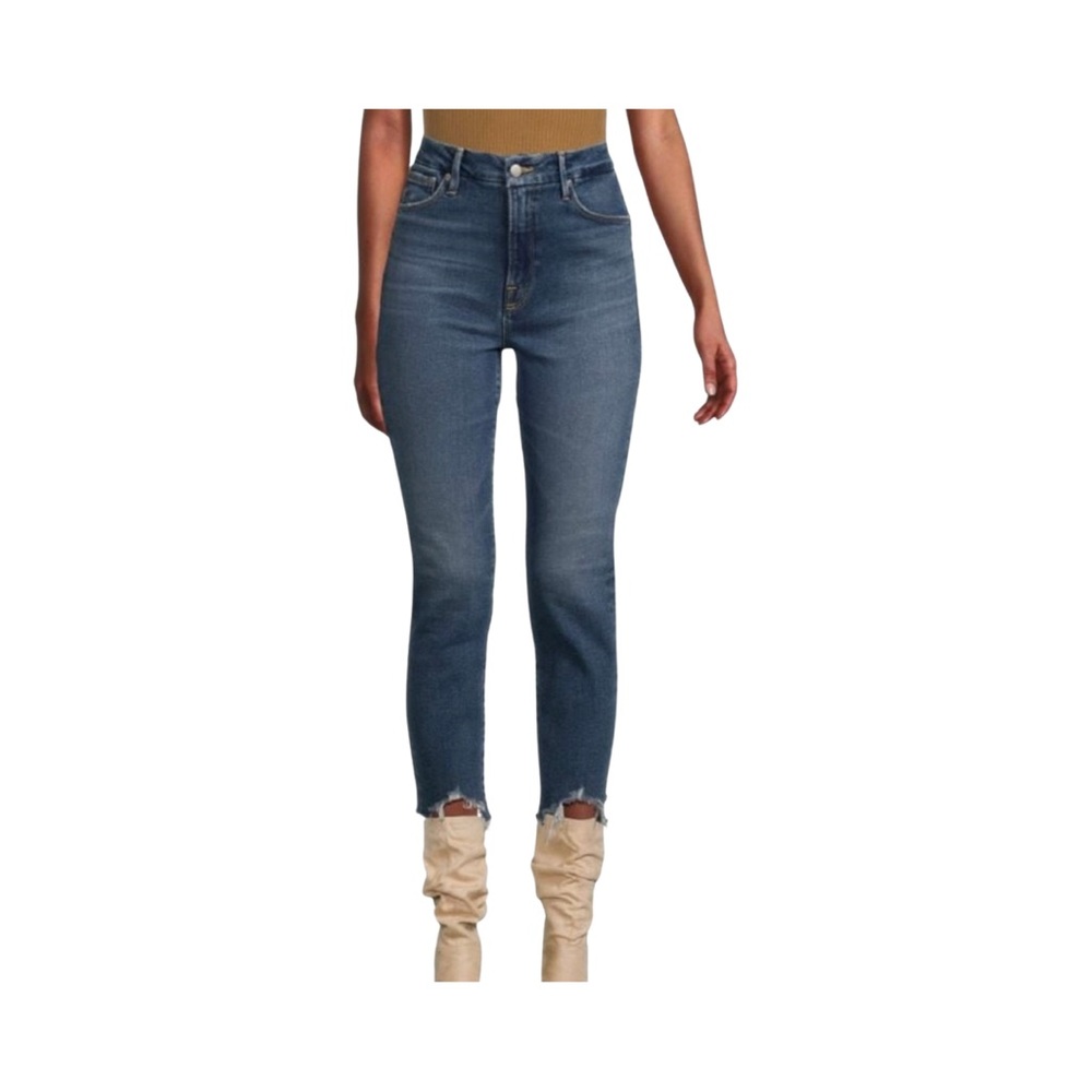 NWT GOOD AMERICAN Good Legs Cigarette Mid Rise Cropped Jeans - Shark Bite